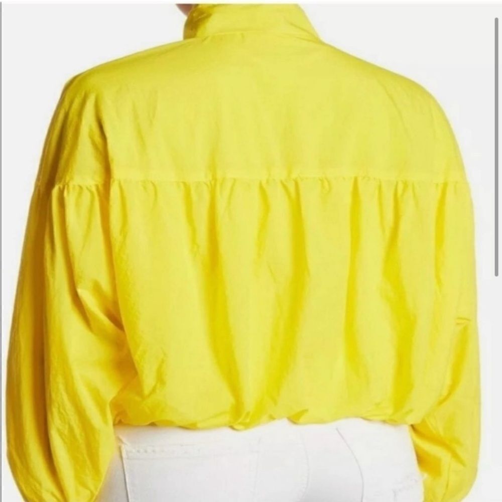 Free People Cropped Vibrant Yellow Windbreaker size Medium - Picture 2 of 10